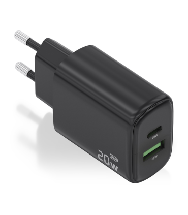 CARGADOR AISENS GAN 20W 1XUSB C PD30 1XUSB A QC30 NEGRO