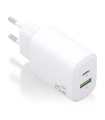 CARGADOR AISENS GAN 25W, 1XUSB-C PD3.0, 1XUSB-A QC3.0, BLANCO