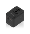 ADAPTADOR AISENS ENCHUFE UNIVERSAL VIAJE CARGADOR USB GAN 25W NEGRO