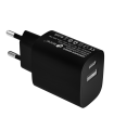 LEOTEC CARGADOR 20W CARGA RAPIDA 1 USB TIPO-C PD 1 USB-A NEGRO