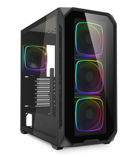 CAJA GAMING ATX SHARKOON AK5G RGB 4XVENT 120MM 3XUSB SN FUENTE NEGRO