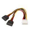 CABLE AISENS SATA ALIMENTACION MOLEX 4PIN M-2XSATA/H 20CM