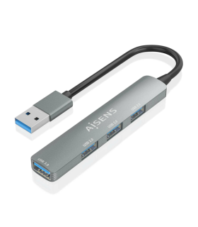 HUB AISENS USB 30 ALUMINIO 1XUSB30 A H 3XUSB20 A H GRIS 10CM
