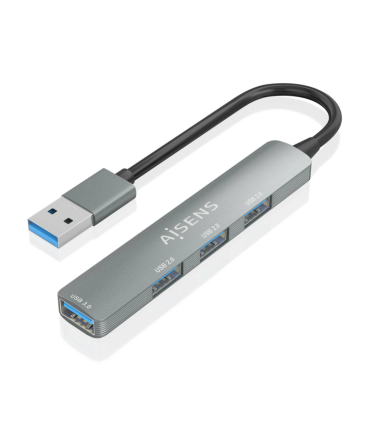 HUB AISENS USB 30 ALUMINIO 1XUSB30 A H 3XUSB20 A H GRIS 10CM