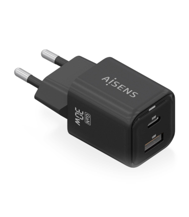 CARGADOR AISENS GAN 30W 1XUSB C PD30 QC40 1XUSB A QC30 NEGRO