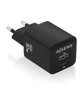 CARGADOR AISENS GAN 30W 1XUSB C PD30 QC40 1XUSB A QC30 NEGRO