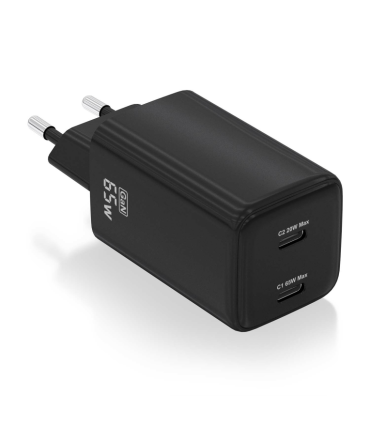CARGADOR AISENS GAN 65W 2XUSB C PD30 QC40 NEGRO