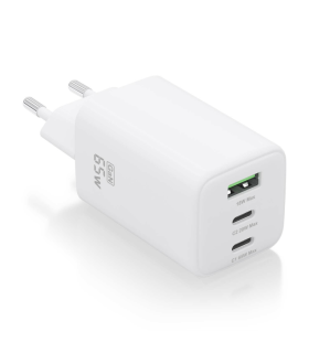 CARGADOR AISENS GAN 65W 2XUSB C PD30 QC40 1XUSB A QC30 BLANCO