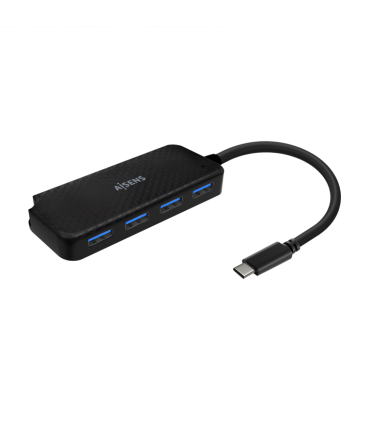HUB AISENS USB 31 USB C USB C M 4XTIPO A H NEGRO 15CM