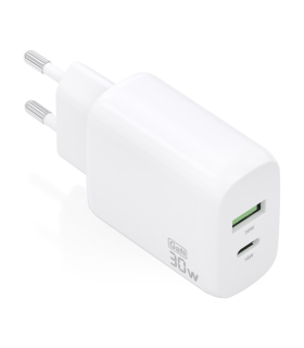 CARGADOR AISENS GAN 30W 1XUSB C PD30 QC40 1XUSB A QC30 BLANCO