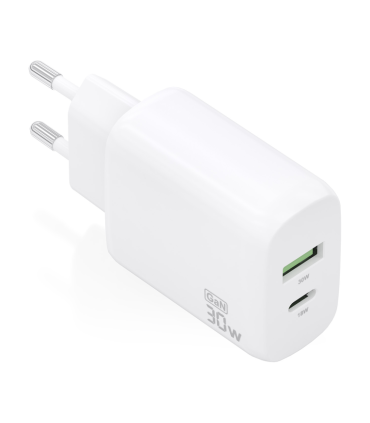 CARGADOR AISENS GAN 30W 1XUSB C PD30 QC40 1XUSB A QC30 BLANCO