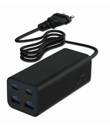 CARGADOR RAPIDO GEMBIRD USB POWERDELIVERY GAN DE 4 PUERTOS 100 W NEGRO