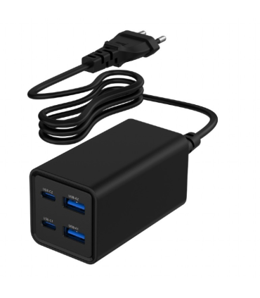 CARGADOR RAPIDO GEMBIRD USB POWERDELIVERY GAN DE 4 PUERTOS 65 W NEGRO