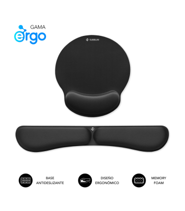 PACK SUBBLIM ERGO MEMORYFLEX KEYB WRIST AND MOUSE PAD NEGRO