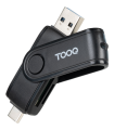 LECTOR TARJETAS TOOQ USB-C 2.0+USB-A 3.0 SD/TF NEGRO