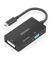 CONVERSOR AISENS USB-C A DVI/H HDMI/H VGA/H NEGRO 15CM
