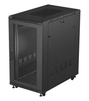ARMARIO LANBERG RACK 19 22U 600X1000 FLAT PACK PUERTA PERFORADA NEGRO