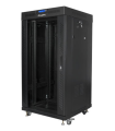 ARMARIO RACK LANBERG 22U 600X600 FLAT PACK PUERTA CRISTAL CON LCD NEGRO