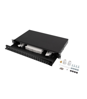 PATCH PANEL LANBERG 1U 19 FIBRA OPTICA 24 PTS SC DUPLEX O 24 LC QUAD BKACC