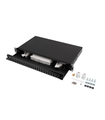 PATCH PANEL LANBERG 1U 19 FIBRA OPTICA 24 PTS SC DUPLEX O 24 LC QUAD BKACC