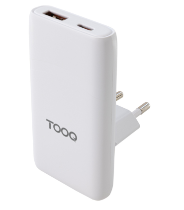 CARGADOR TOOQ PARED GAN USB C PDUSB A QC 65W BLANCO