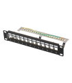 PATCH PANEL LANBERG 12 PUERTOS 1U RACK 10 FTP PARA MODULOS KEYSTONE NEGRO