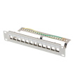 PATCH PANEL LANBERG 12 PUERTOS 1U RACK 10" FTP PARA MODULOS KEYSTONE GRIS