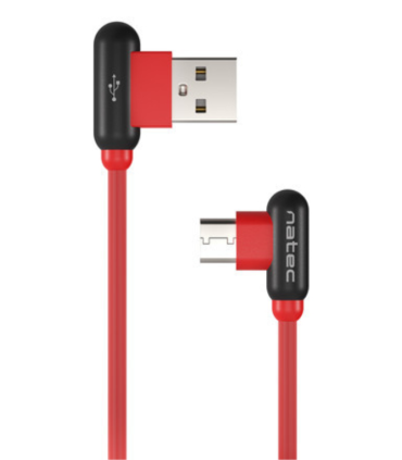 CABLE NATEC USB C MACHO A USB A 20 MACHO 1M CONECTORES EN ANGULO ROJO EN CAJA