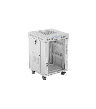 ARMARIO LANBERG RACK 19 15U 600X600 FLAT PACK GRIS PUERTA DE CRISTAL CON LCD