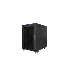 ARMARIO LANBERG RACK 19 15U 600X800 FLAT PACK NEGRO PUERTA CRISTAL CON LCD
