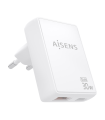 CARGADOR AISENS GAN PARED 30W USB-C PD3.0 QC4.0 USB-A QC3.0 BLANCO