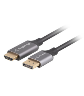 CABLE LANBERG DISPLAYPORT A HDMI 4K MACHO MACHO 18M NEGRO PLATA