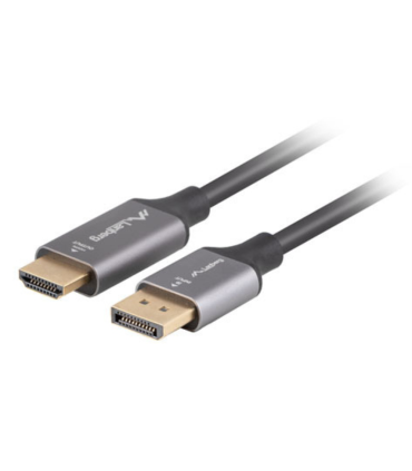 CABLE LANBERG DISPLAYPORT A HDMI 4K MACHO MACHO 18M NEGRO PLATA