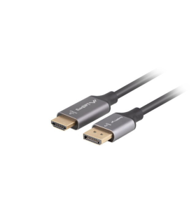 CABLE LANBERG DISPLAYPORT A HDMI 4K MACHO MACHO 1M NEGRO PLATA