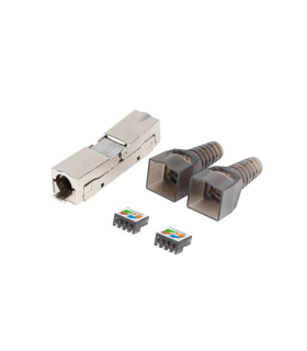 CONECTOR LANBERG ADAPTADOR 2X RJ45 CAT6A FTP PLUG 8P8C TOOL LESS