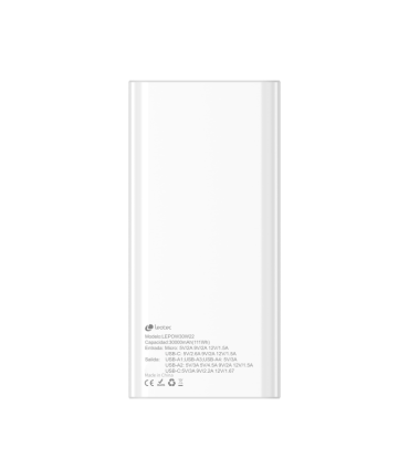 LEOTEC POWERBANK 30000MAH 225W PD20W BLAN 1 USB C4USB A INC USB A A USB C