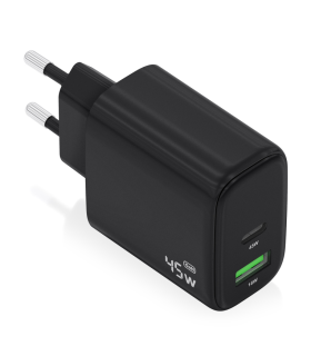CARGADOR AISENS GAN 45W 1XUSB C PD30 QC40 1XUSB A QC30 NEGRO