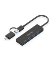 HUB AISENS USB 3.1 GEN1 USB-C/M Y USB-A/M-4XTIPO A/H NEGRO 15CM