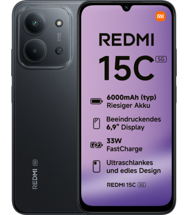 SMARTPHONE XIAOMI REDMI 15C 5G NFC 690 4GB 128GB MIDNIGHT BLACK