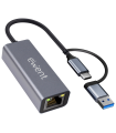 ADAPTADOR ETHERNET EWENT EW9819 RJ45 USB-C USB-A GIGABIT 1000MBPS