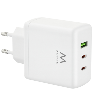 CARGADOR MOVIL EWENT EW1333 GAN RAPIDO 65W 2XUSB C PD USB A QC