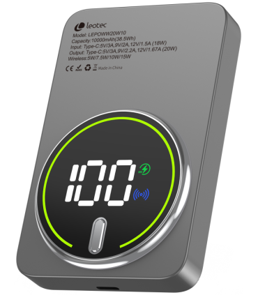 LEOTEC POWERBANK 10000MAH 20W FAST CHRG GRIS 1USB CWIRELESS INC CAB USB A A USB C 225W
