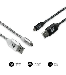 CABLE SUBBLIM 2X PREMIUM MICRO USB 24A 1M ALU BLACK SILVER