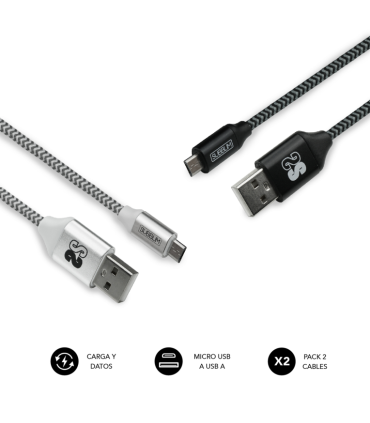 CABLE SUBBLIM 2X PREMIUM MICRO USB 24A 1M ALU BLACK SILVER