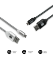CABLE SUBBLIM 2X PREMIUM MICRO USB 2.4A 1M ALU BLACK/SILVER