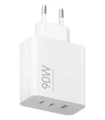 Cargador Xiaomi 90W HyperCharge Power Adapter (3-Port), 90 W, 2 USB-C y 1 USB-A, sin cable, blanco