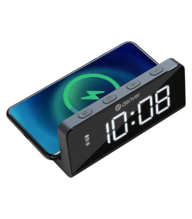 RELOJ DESPERTADOR DENVER CON CARGA INALAMBRICA PARA SMARTPHONES