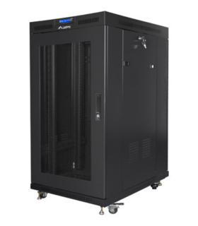 ARMARIO LANBERG RACK 19 22U 800X1000 FLAT PACK PUERTA PERFORADA CON LCD NEGRO