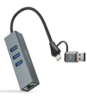 HUB NANOCABLE 10030412 USB CUSB A 30 ETHERNET 3XUSB A 30 GRIS