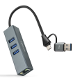 HUB NANOCABLE 10.03.0412 USB-C+USB-A 3.0 ETHERNET 3XUSB-A 3.0 GRIS